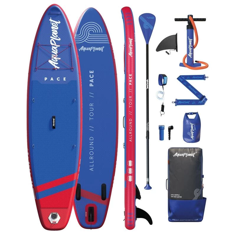 AQUAPLANET Kit Stand Up Paddle Gonflable - Pace Rouge Et Bleu 1 AQUAPLANET Kit Stand Up Paddle Gonflable - Pace Rouge Et Bleu