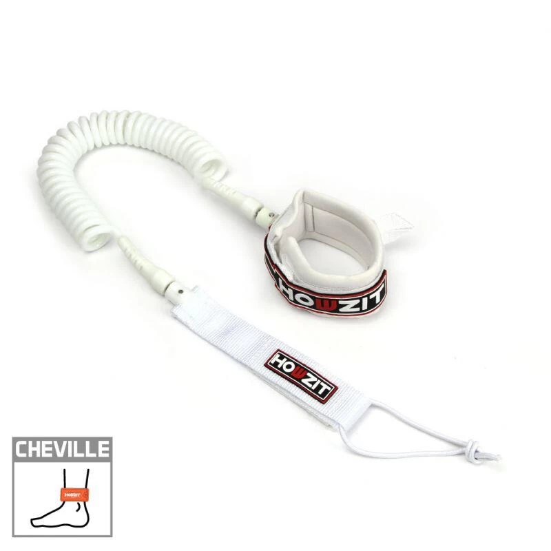 LEASH DE SUP COIL 9' - HOWZIT - BLANC - 1 LEASH DE SUP COIL 9' - HOWZIT - BLANC -