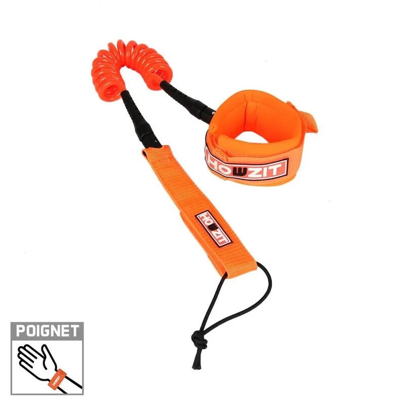 LEASH DE WINGFOIL HOWZIT COIL ORANGE POIGNET 4' 1 LEASH DE WINGFOIL HOWZIT COIL ORANGE POIGNET 4'