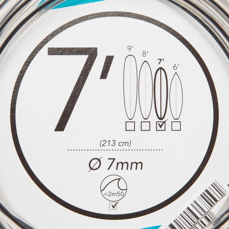 Leash Surf 7' (210 Cm) Diamètre 7 Mm Noir 6 Leash Surf 7' (210 Cm) Diamètre 7 Mm Noir – Image 6