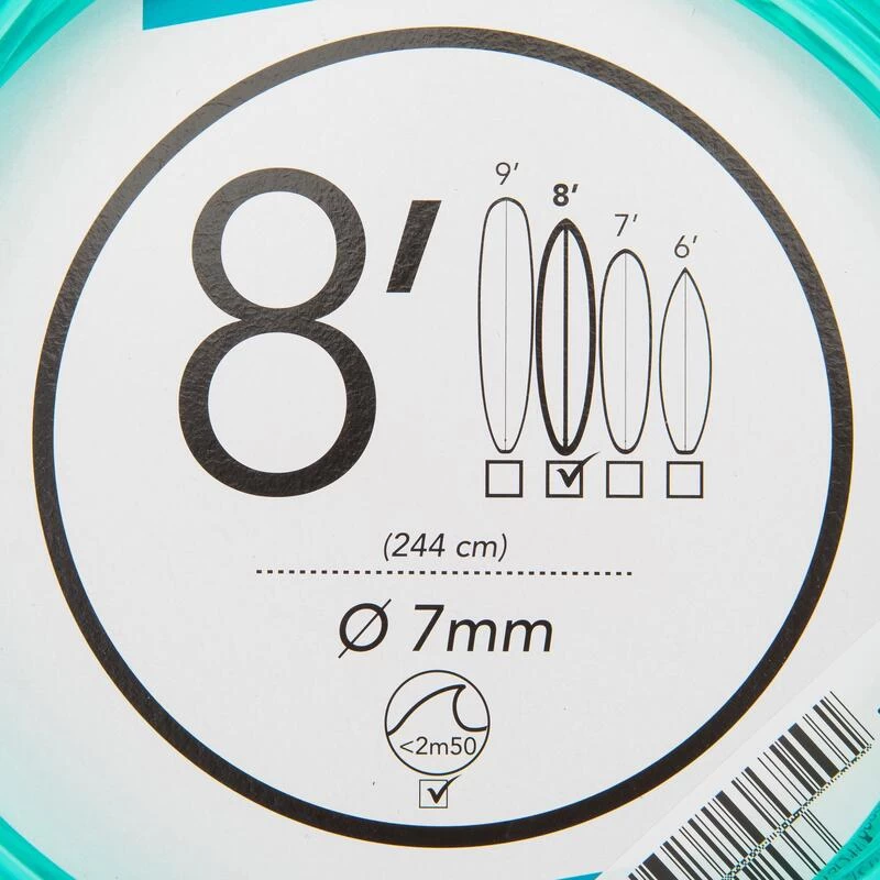 Leash Surf 8' (240 Cm) Diamètre 7 Mm Vert 4 Leash Surf 8' (240 Cm) Diamètre 7 Mm Vert – Image 4