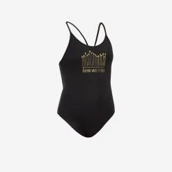 MAILLOT DE BAIN 1 PIECE FILLE 100 NOIR