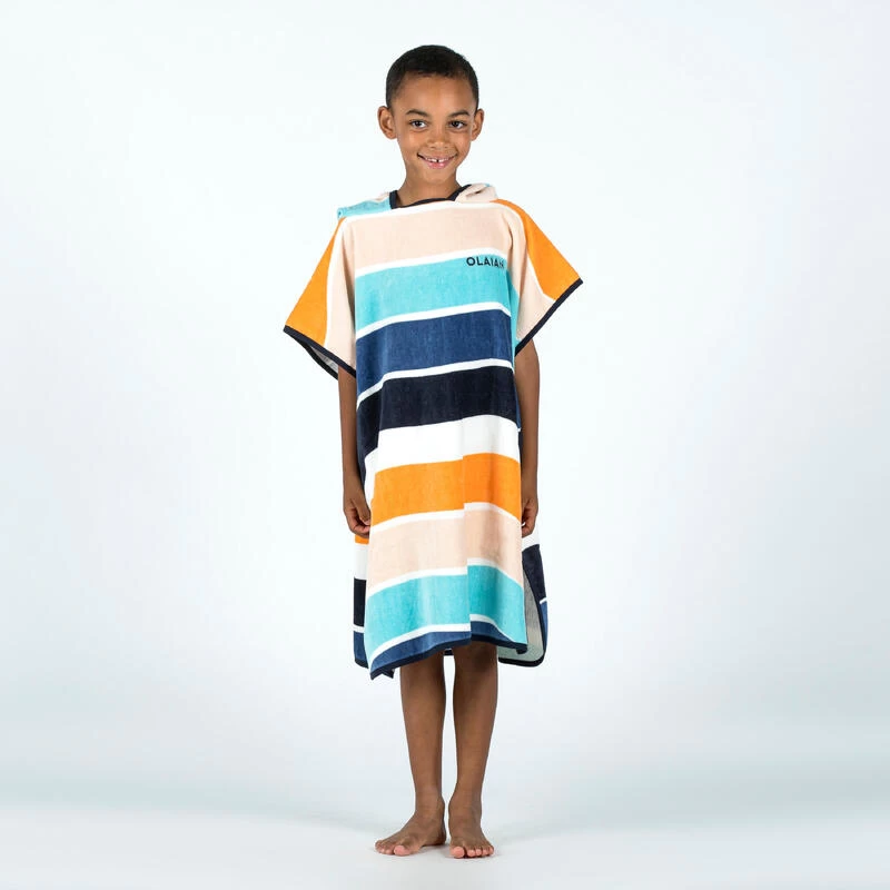 Poncho Surf Enfant 110 à 135 Cm - 500 Wavy Orange Bleu 4 Poncho Surf Enfant 110 à 135 Cm - 500 Wavy Orange Bleu – Image 4