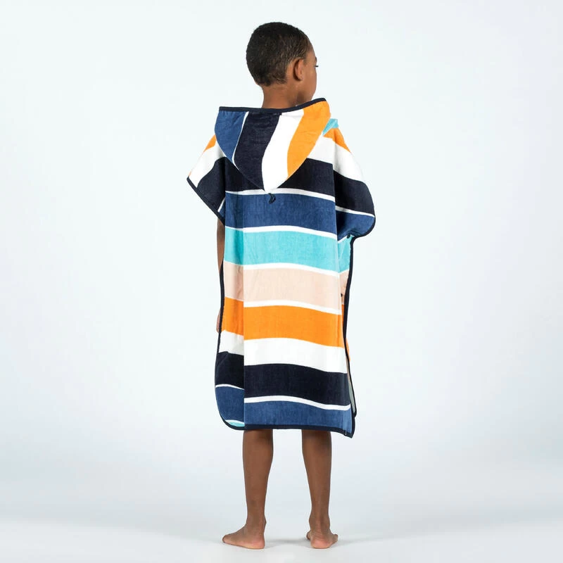 Poncho Surf Enfant 110 à 135 Cm - 500 Wavy Orange Bleu 5 Poncho Surf Enfant 110 à 135 Cm - 500 Wavy Orange Bleu – Image 5