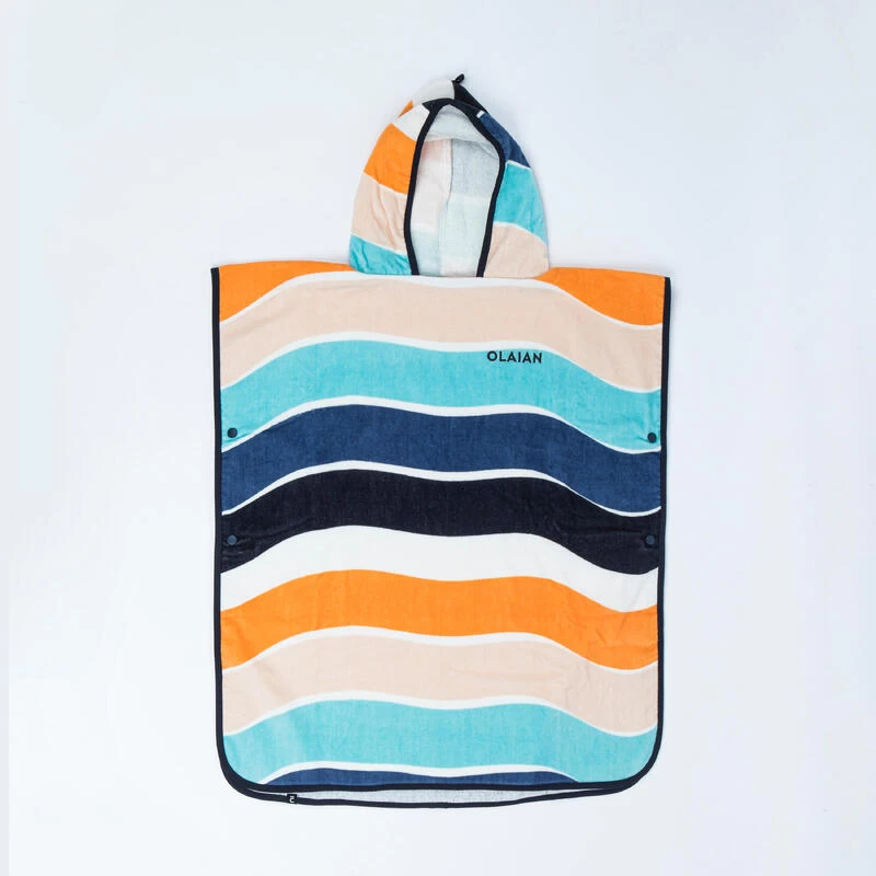 Poncho Surf Enfant 110 à 135 Cm - 500 Wavy Orange Bleu 6 Poncho Surf Enfant 110 à 135 Cm - 500 Wavy Orange Bleu – Image 6