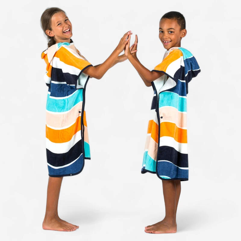 Poncho Surf Enfant 110 à 135 Cm - 500 Wavy Orange Bleu 1 Poncho Surf Enfant 110 à 135 Cm - 500 Wavy Orange Bleu