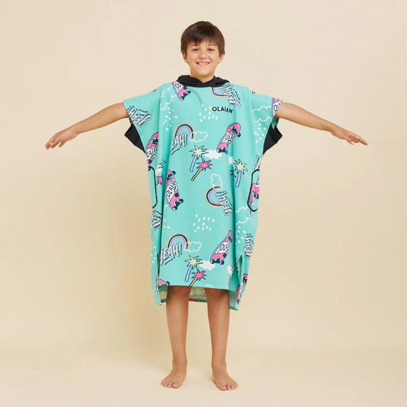 Poncho Surf Enfant 135 à 160 Cm - 550 Skatepark 2 Poncho Surf Enfant 135 à 160 Cm - 550 Skatepark – Image 2