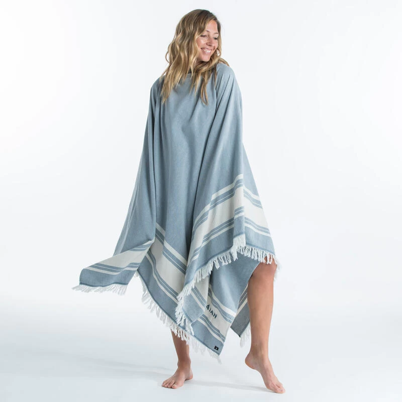 Serviette De Plage Poncho 190 X 190 Cm - Gris Bleu 9 Serviette De Plage Poncho 190 X 190 Cm - Gris Bleu – Image 9