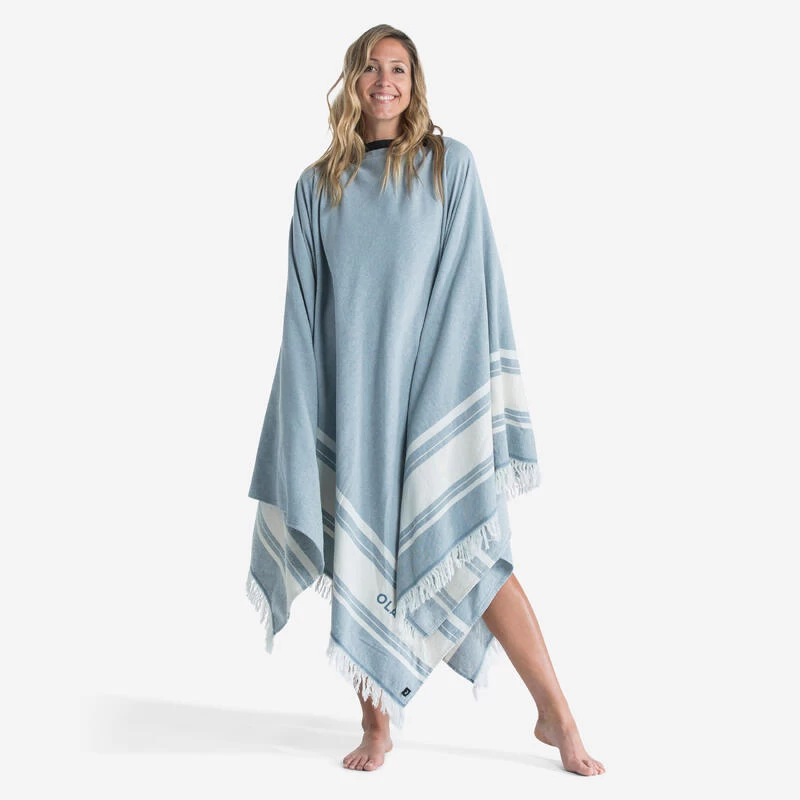 Serviette De Plage Poncho 190 X 190 Cm - Gris Bleu 1 Serviette De Plage Poncho 190 X 190 Cm - Gris Bleu