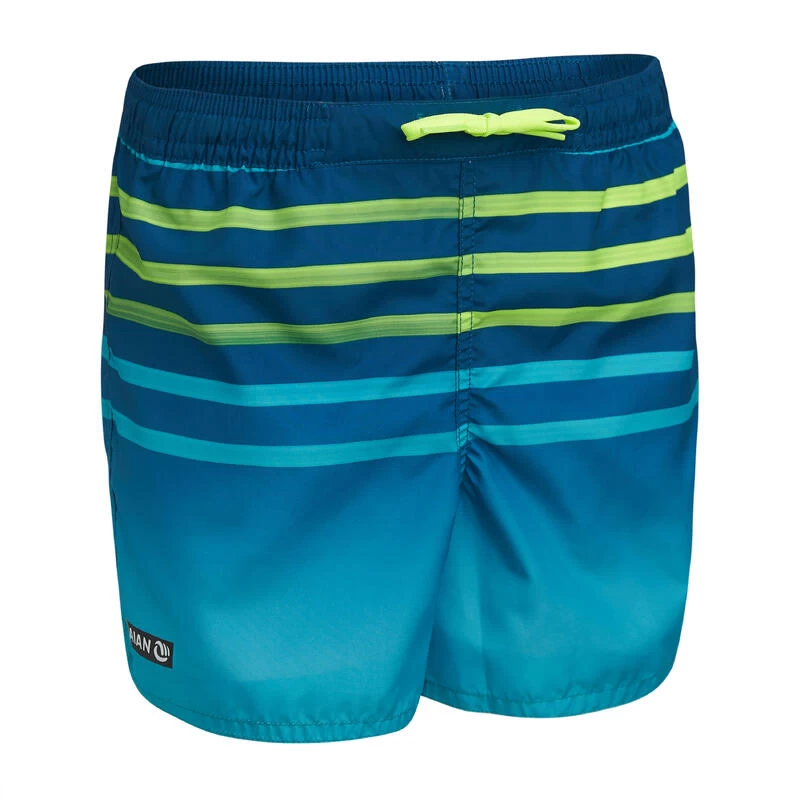 Short De Bain 100 Kid Rayé Turquoise 1 Short De Bain 100 Kid Rayé Turquoise