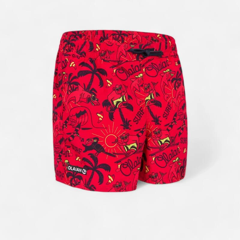 Short De Bain Garçon - 100 Happysurf Rouge 1 Short De Bain Garçon - 100 Happysurf Rouge