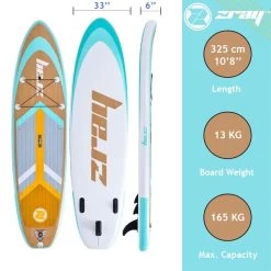 Zray SUP Gonflable Grain 10'8" Dropstitch 325x84x15 Cm (10'8x33"x6") - Option Kayak -Board Zone Soldes sup gonflable grain 108 dropstitch 325x84x15 cm 108x33x6 option kayak 2