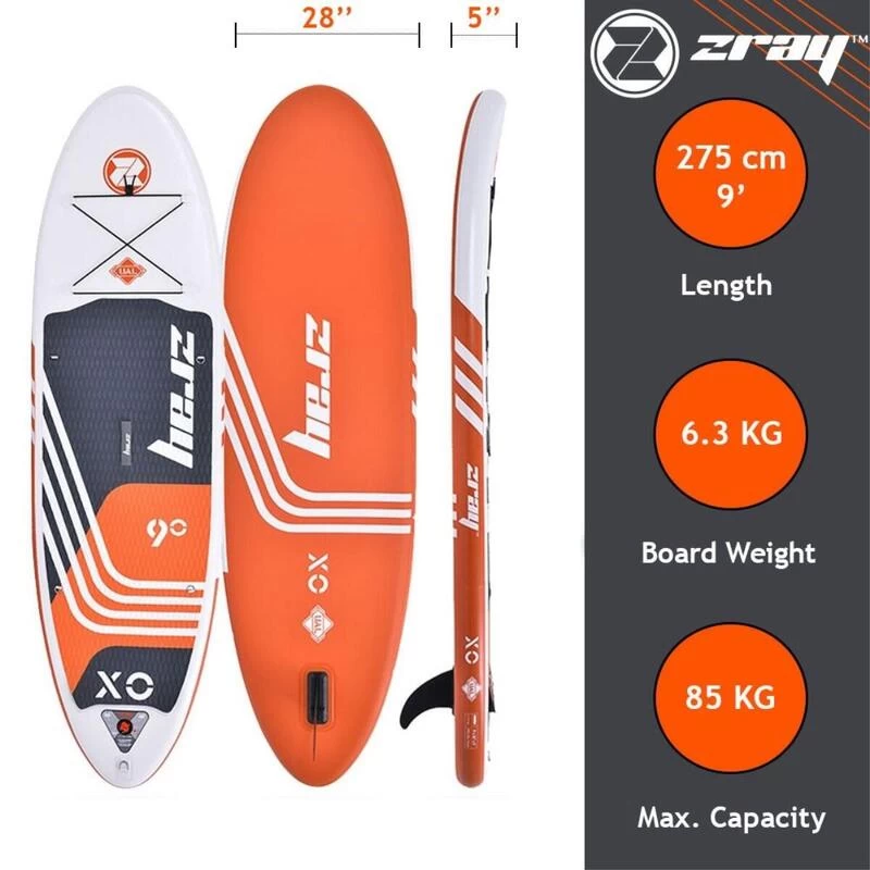 Zray Sup Gonflable X-Rider Young 9' Dropstitch MAX 85kg 275x71x13cm(9'x28"x5") Rouge 2 Zray Sup Gonflable X-Rider Young 9' Dropstitch MAX 85kg 275x71x13cm(9'x28"x5") Rouge – Image 2