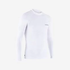 Tee Shirt Anti UV Surf Top 100 Manches Longues Homme Blanc