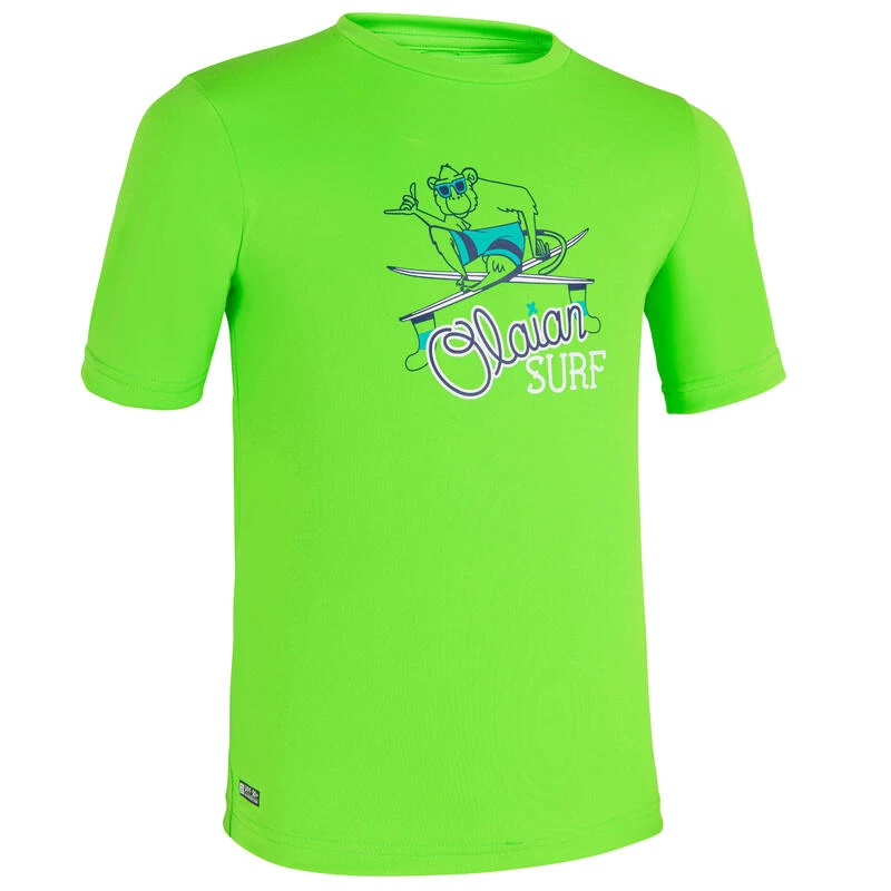 Water Tee Shirt Anti UV Surf Enfant Vert Imprimé 1 Water Tee Shirt Anti UV Surf Enfant Vert Imprimé