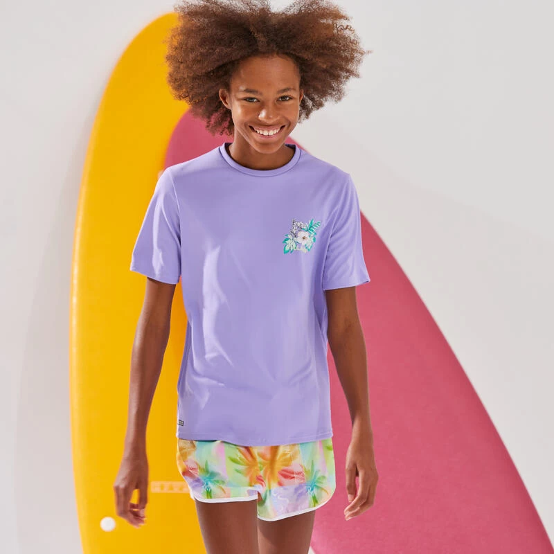 Water Tee Shirt Junior Manche Courte Ibiscus Violet 2 Water Tee Shirt Junior Manche Courte Ibiscus Violet – Image 2