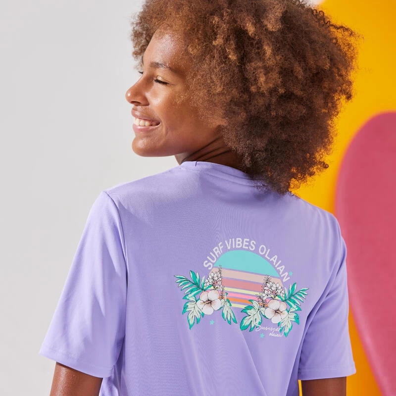 Water Tee Shirt Junior Manche Courte Ibiscus Violet 3 Water Tee Shirt Junior Manche Courte Ibiscus Violet – Image 3
